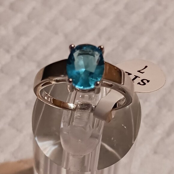 Source Unknown Jewelry - Blue Topaz Silver Solitaire Fashion Ring Size 7 NWOT